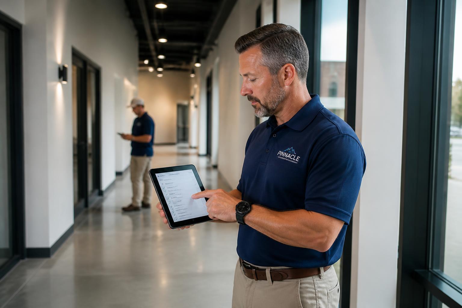 Supervisor completing a quality inspection checklist on a tablet